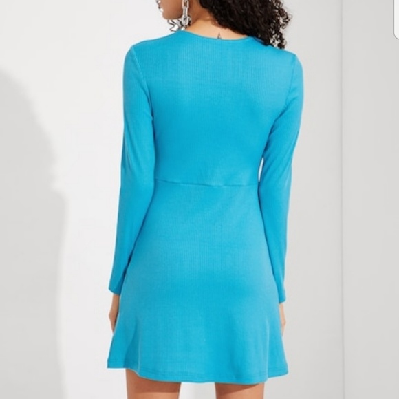 BLUE RIBBED DRESS - Picture 4 of 4